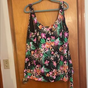 Swimsuits For All Floral Top - Black, Pink, and Green